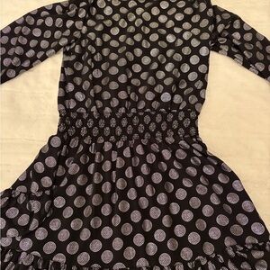 Black dress with silver polka dots